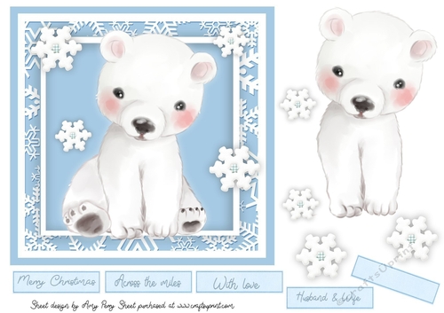 Festive Polar Bear With Snowflakes 7x7