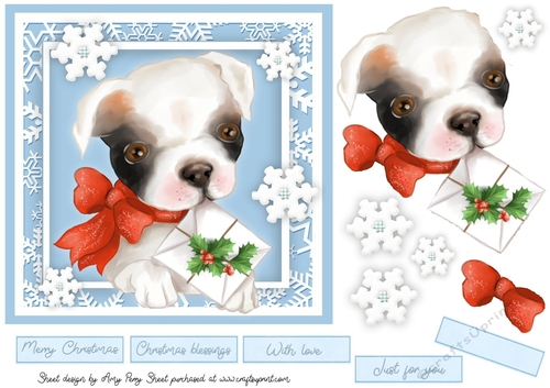 Festive Dog With Snowflakes 7x7