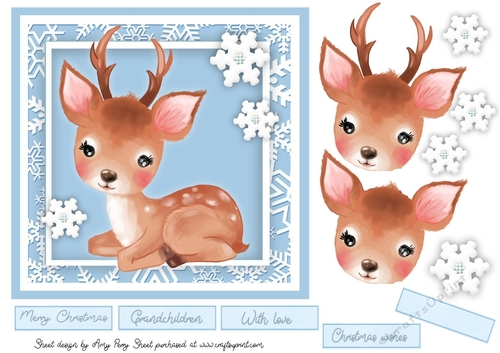 Festive Reindeer With Snowflakes 7x7