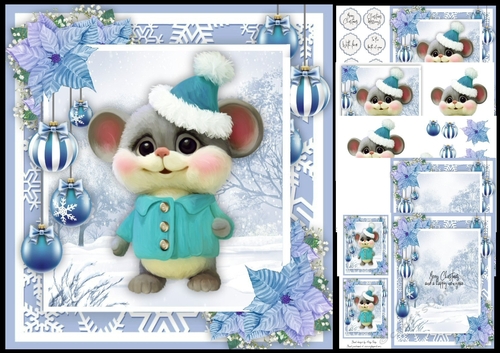 Adorable Christmas Mouse 8x8 Mini Kit