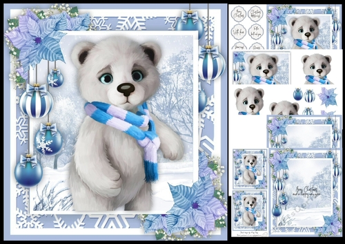 Adorable Christmas Polar Bear 8x8 Mini Kit