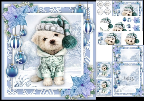 Adorable Christmas Dog 8x8 Mini Kit