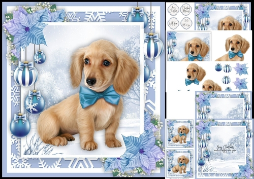 Adorable Christmas Dog With Bow 8x8 Mini Kit