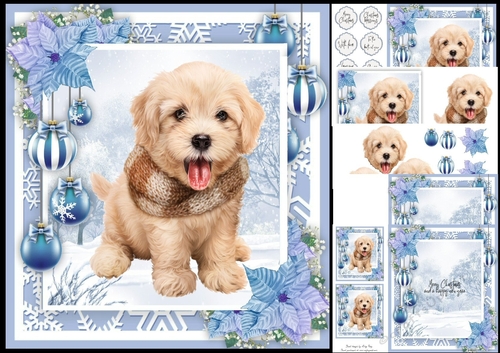 Adorable Christmas Dog With Scarf 8x8 Mini Kit