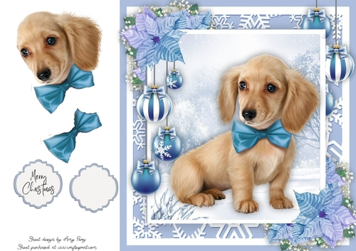 Adorable Dog With A Bow 8x8 