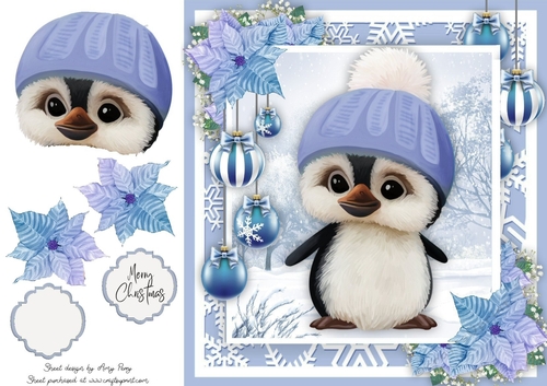 Adorable Penguin In A Hat 8x8 