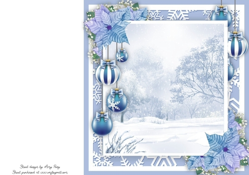 Beautiful Blue Floral & Bauble Blank Insert 8x8