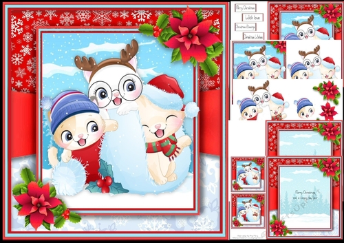 Cats Playing With A Snowball 8x8 Mini Kit