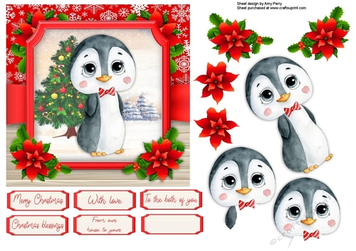 Cute Festive Penguin With Dicky Bow 6x6