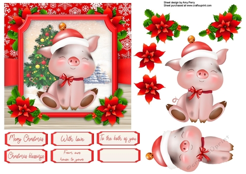 Cute Festive Piggy 6x6