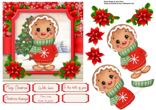 Cute Festive Gingerbread Man With Scarf & Jumper 6x6