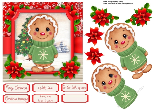 Cute Festive Gingerbread Man With Snowflake Jumper 6x6
