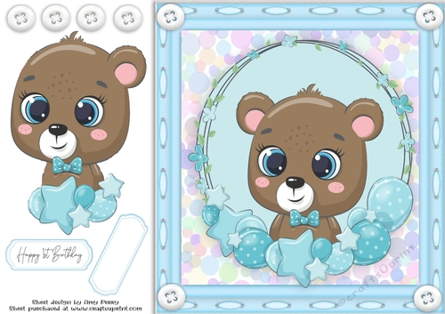 Cute Baby Boy Bear 8x8