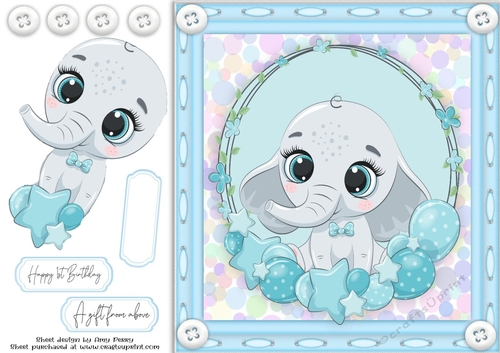 Cute Baby Boy Elephant 8x8