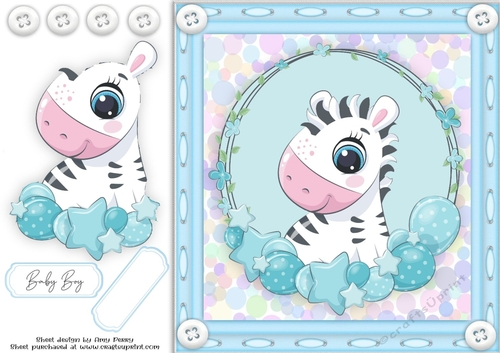 Cute Baby Boy Zebra 8x8