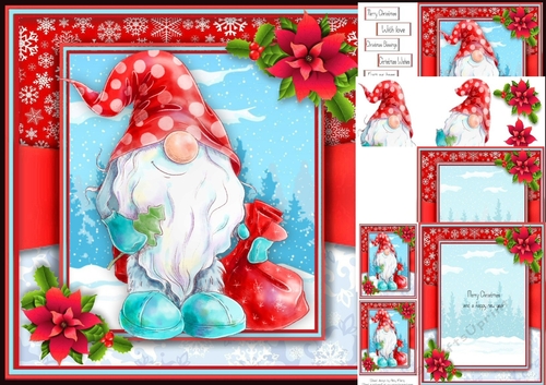 Gorgeous Festive Gnome With His Sack 8x8 Mini Kit