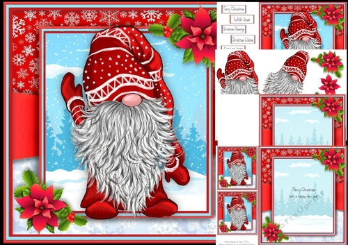 Gorgeous Festive Gnome Waving 8x8 Mini Kit