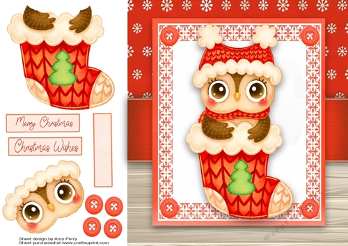 Adorable Owl In A Stocking 8x8