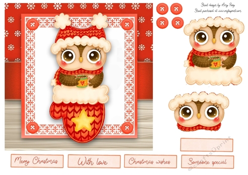 Adorable Owl In A Mitten 7x7