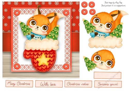 Adorable Fox In A Mitten 7x7