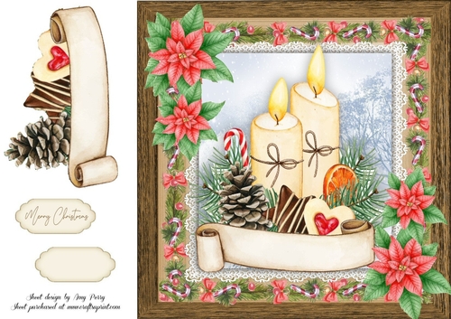 Vintage Christmas Candles 8x8