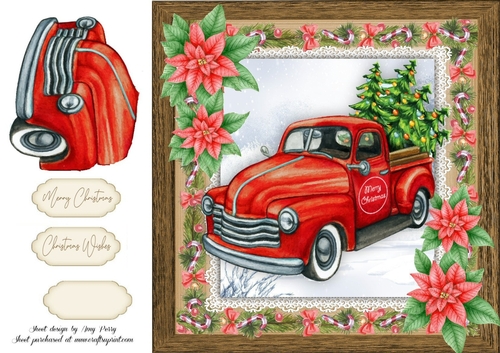 Vintage Christmas Car  8x8