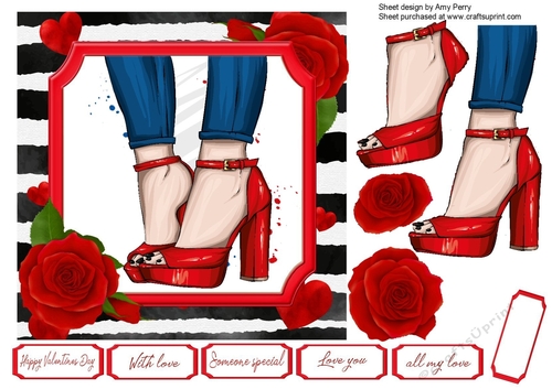 Valentine Red High Heels 7x7