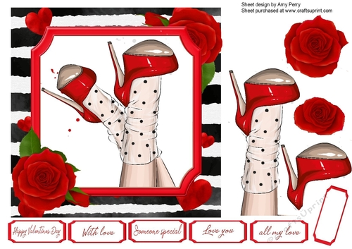 Valentine Red High Heels & Polka Dot Socks 7x7
