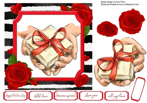 Valentine Hands Holding A Present 7x7