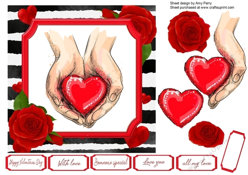 Valentine Hands Holding A Heart 7x7