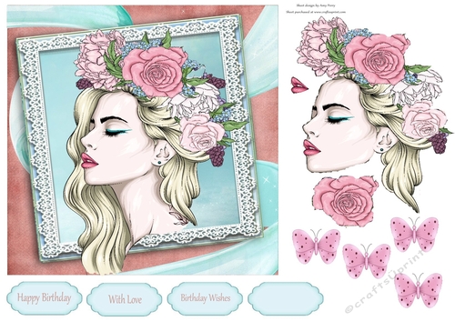 Beautiful Woman Wearing A Floral Head Piece 7x7