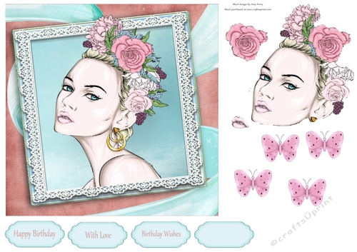 Beautiful Woman Wearing A Floral Head Piece 2 7x7