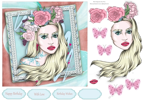 Beautiful Woman Wearing A Floral Head Piece 3 7x7