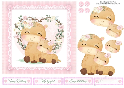 Gorgeous Giraffes In Flowers 7x7