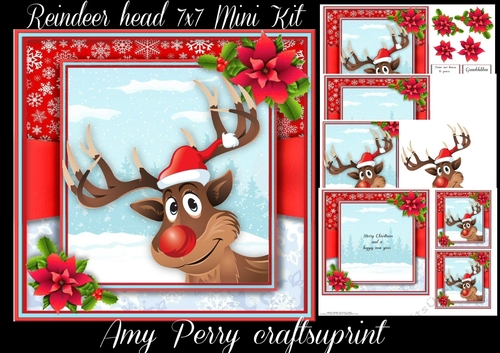 Cute Reindeer Head 7x7 Mini Kit 