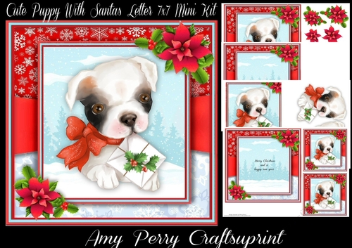 Cute Puppy With Santas Letter 7x7 Mini Kit 