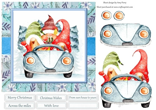 Adorable Gnomes In A Car 7x7