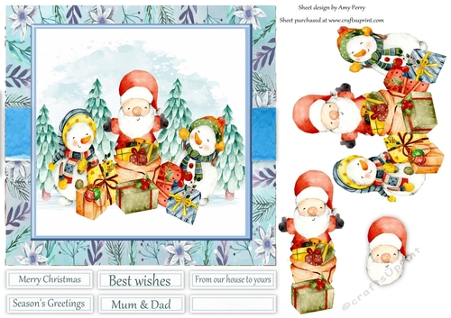 Adorable Santa & Snowmen 7x7