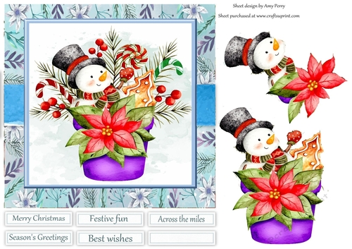 Adorable Snowman In A Pot 7x7