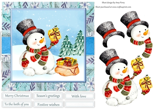 Adorable Snowman With Presents 7x7