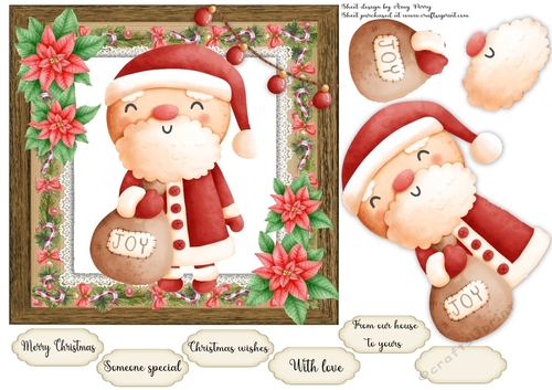 Vintage Effect Festive Santa 7x7