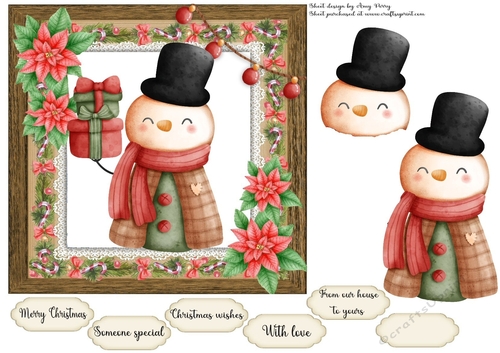 Vintage Effect Festive Snowman 7x7