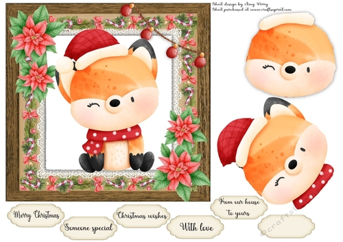 Vintage Effect Festive Santa Fox 7x7