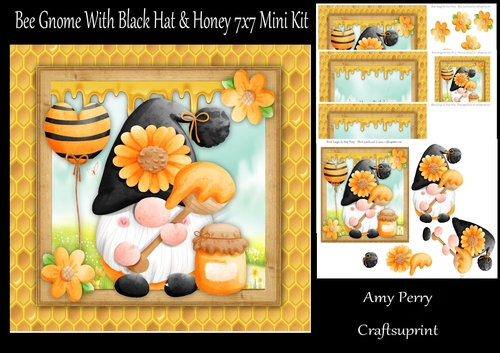 Bee Gnome With Black Hat & Honey 7x7 Mini Kit