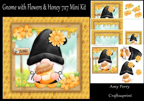 Bee Gnome With Flowers & Honey 7x7 Mini Kit