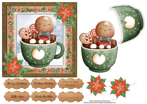Vintage style gingerbread in a cup 6x6 