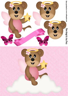 Cute Girl Bear on Cloud