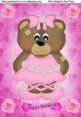 A4 Pink Ballerina Bear