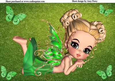A4 Lying Down Green Fairy