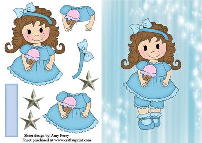 Pretty Blue Ice Cream Girl